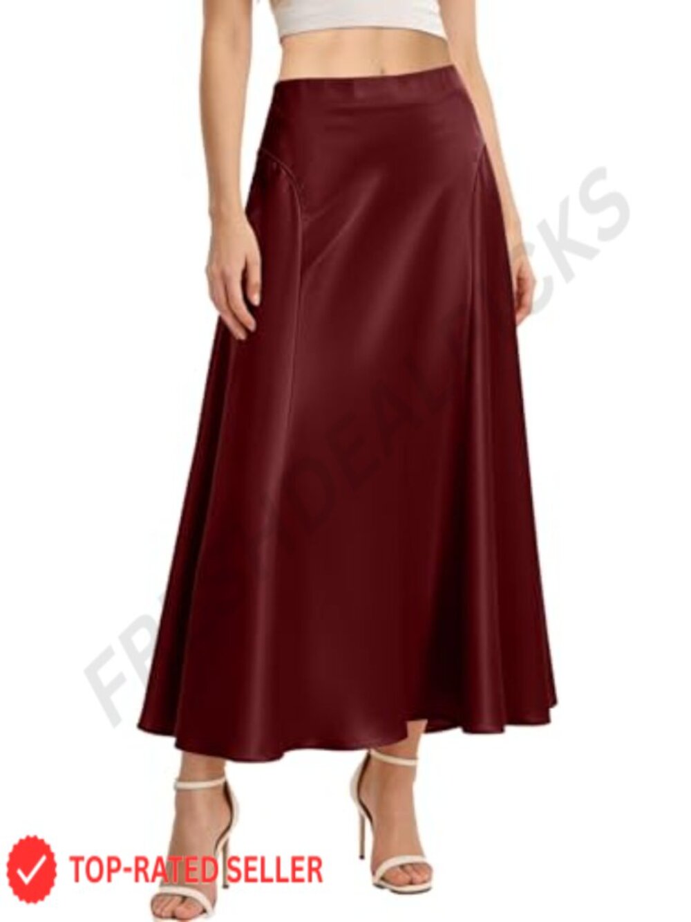 Satin Maxi Skirt High Waisted A-Line Flowy Summer Long Skirt